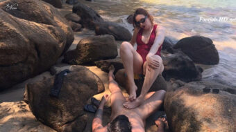 Nara Doing Hidden Footjob On The Beach With Messy Finish – Double Video – Mistress Nara Neveu